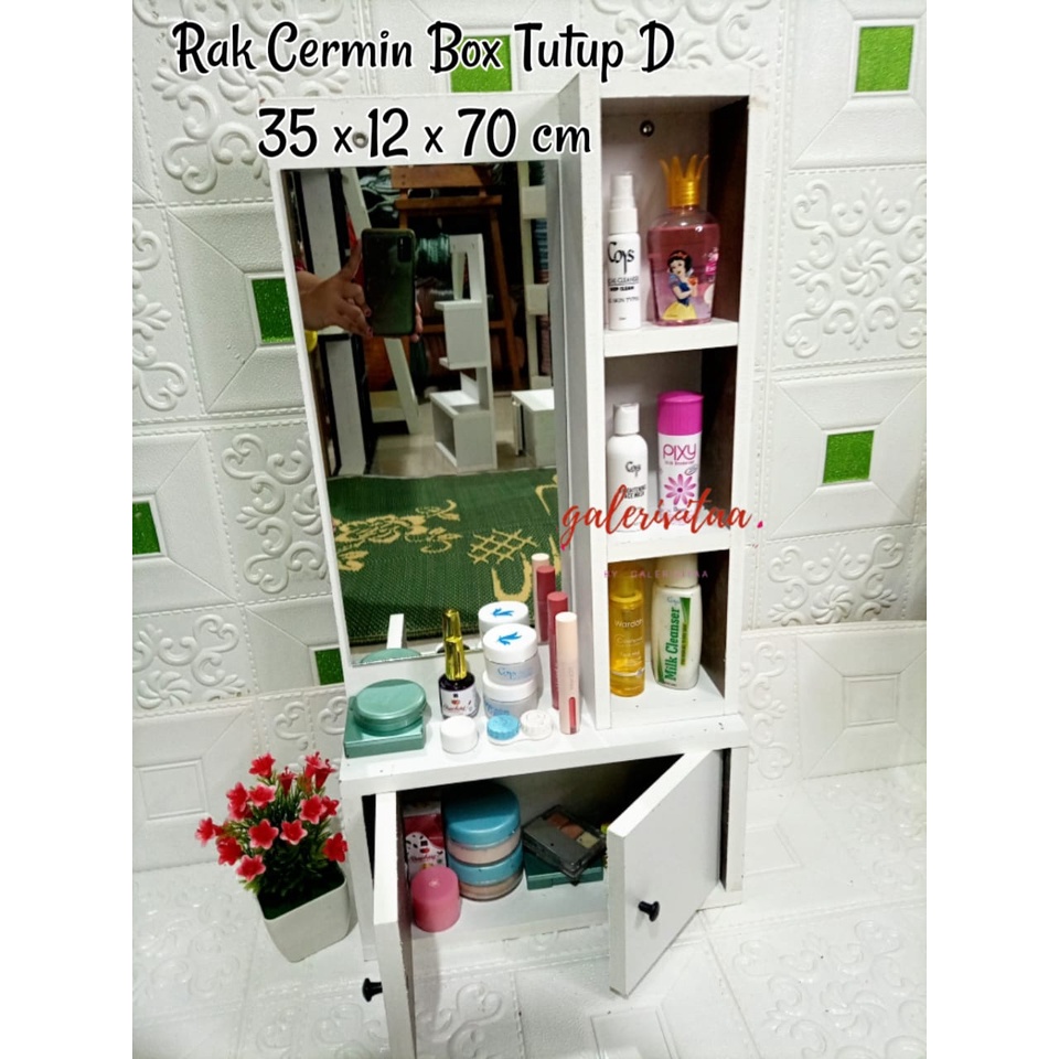 Rak Kaca Kosmetik / Rak Gantung Kosmetik / Rak Make Up Kaca Kode D