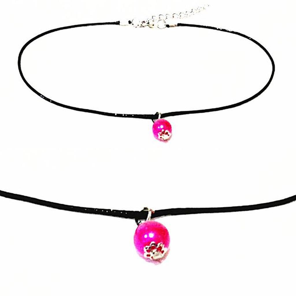 Baby Choker Necklace Hot Pink Pearl | Kalung Handmade
