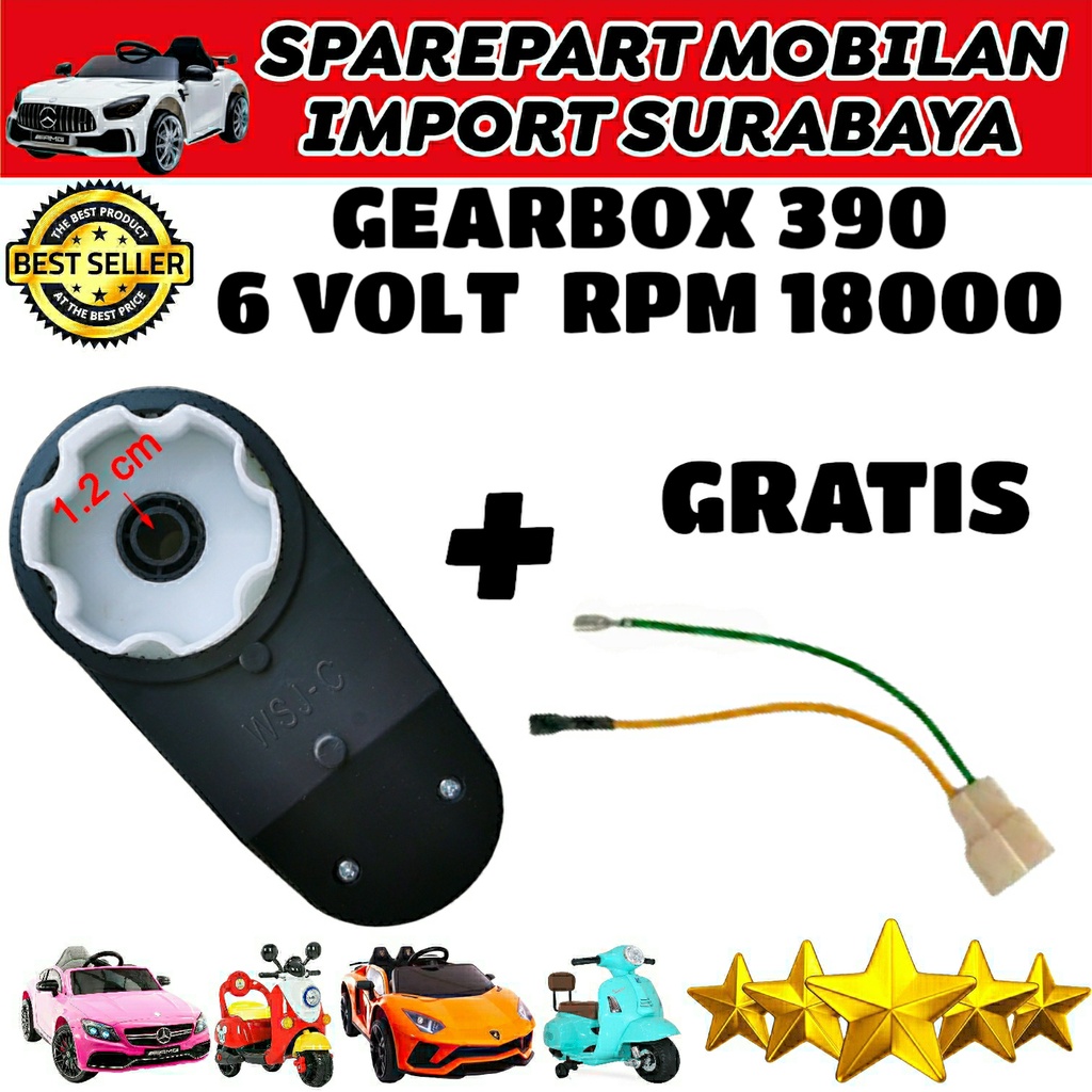 GEARBOX 6V 390 DINAMO MICKY GEAR SCOOPY MOTOR MAINAN AKI ANAK MOBIL MOBILAN REMOT CONTROL BMW PK GEARBOX