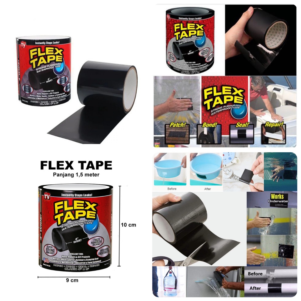 Lakban Anti Bocor Lem Anti Air Flextape BS Lakban Isolasi Anti Bocor Air Super Kuat Rubberized Waterproof - UD