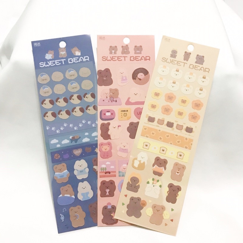 

2pcs Sticker Sheet Sticker Beruang Korea Ins sticker Deco DIY BUJO Journal Diary Scrapbook