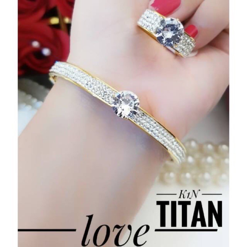 Gelang set titanium full mata wanita