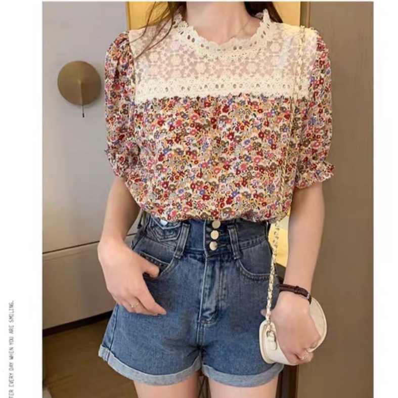 MDLV ~  2477# Ottavia Floral Top Atasan Blouse Korea Import