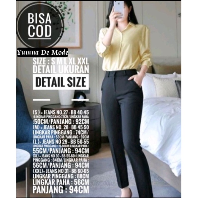 CELANA KANTOR FORMAL KERJA WANITA SLIMFIT BAHAN DASAR KAIN