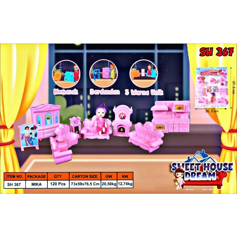 SH 367 SWEET HOUSE DREAMS / MAINAN FURNITURE RUMAH PLUS BONEKA / MAINAN SOFA MINIMALIS