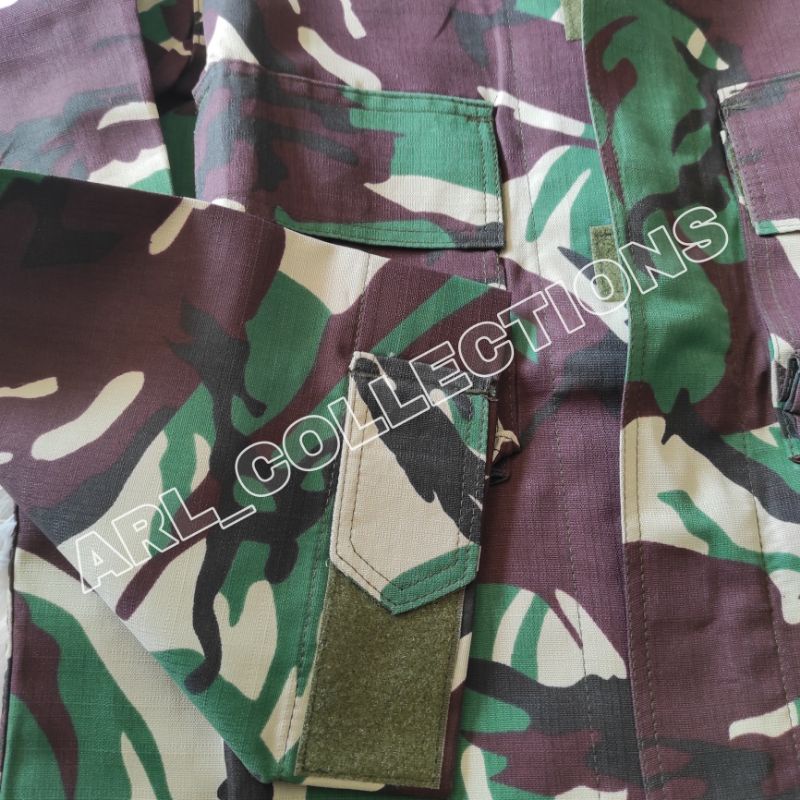 BAJU SETELAN PDL LORENG TNI BAHAN VELBET SEMI WOLL BALETOLI FUL PURING/SERAGAM PDL LORENG MALVINAS RESLETING VELCRO