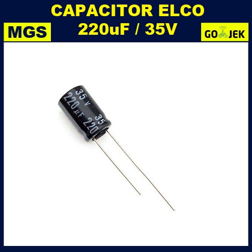 100PCs Elco 220uf 35v / Capacitor Kapasitor 220uf 35v