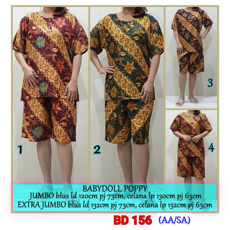 BD 156 setelan babydoll batik rayon bigsize jumbo XXL - XXXL  baju tidur wanita