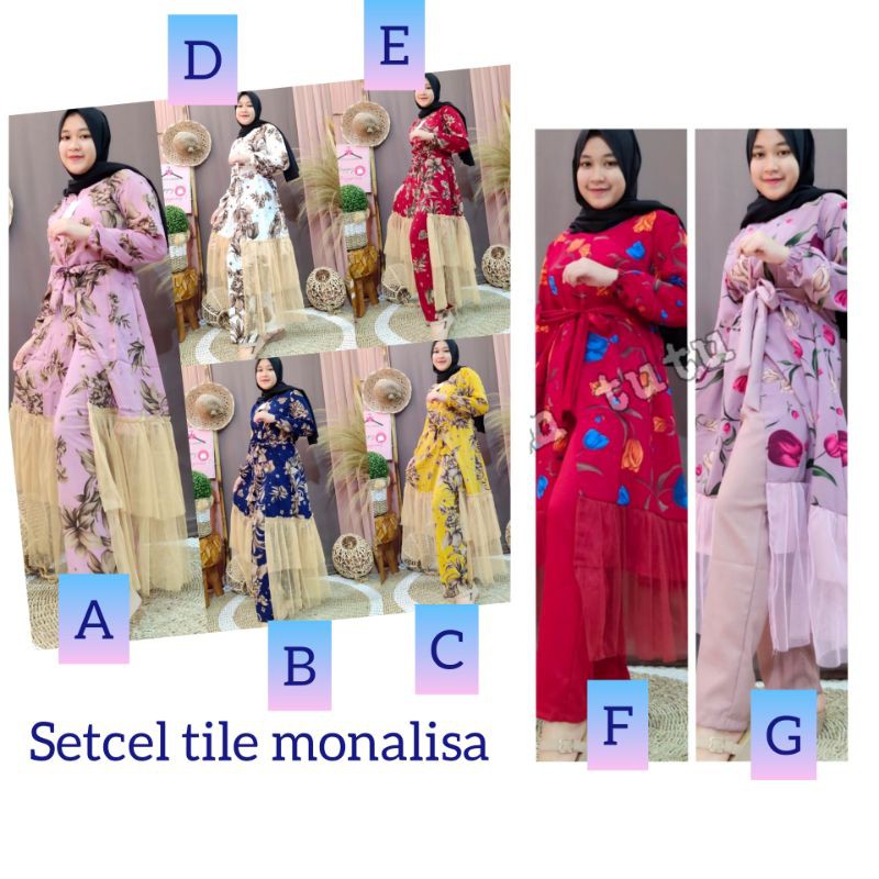 Setelan celana One  set pajamas rayon monalisa murah meriah 