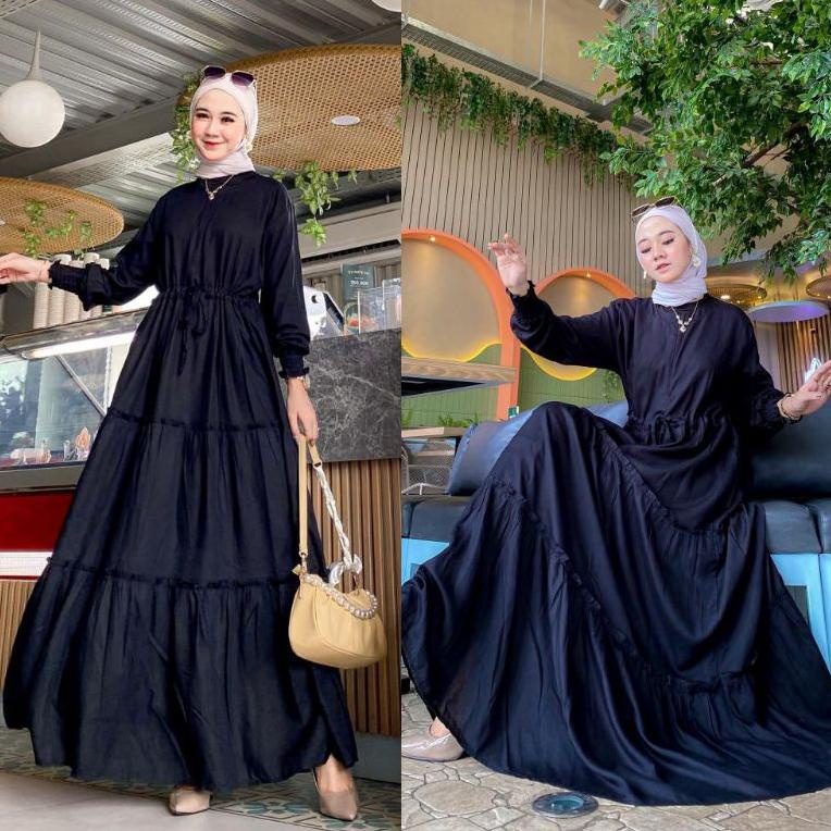 0Gamis Polos Susun Rayon Premium || Gamis Twill Ori || Busui, ber kerah rempel/ Resleting {SUU.25Au2