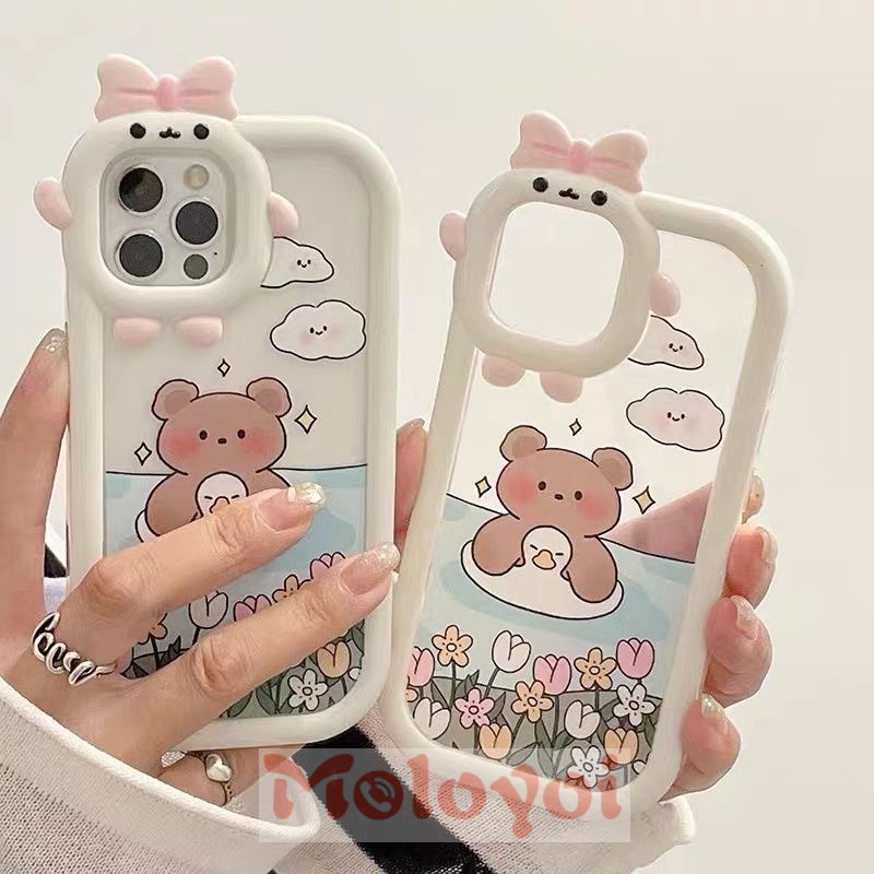 Soft Case Motif Kartun Beruang Berenang Untuk IPhone 7 8 14 Plus XR 11 13 12 14 Pro MAX 6 6S Plus X XS MAX SE 2020