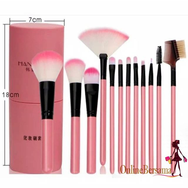 Brush Make Up 12pc + Tabung Kuas Make Up Set 12