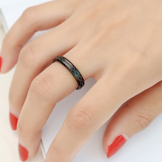 Cincin Titanium Mini Korea Wanita CK123 warna hitam bisa untuk cincin kawin nikah fashion