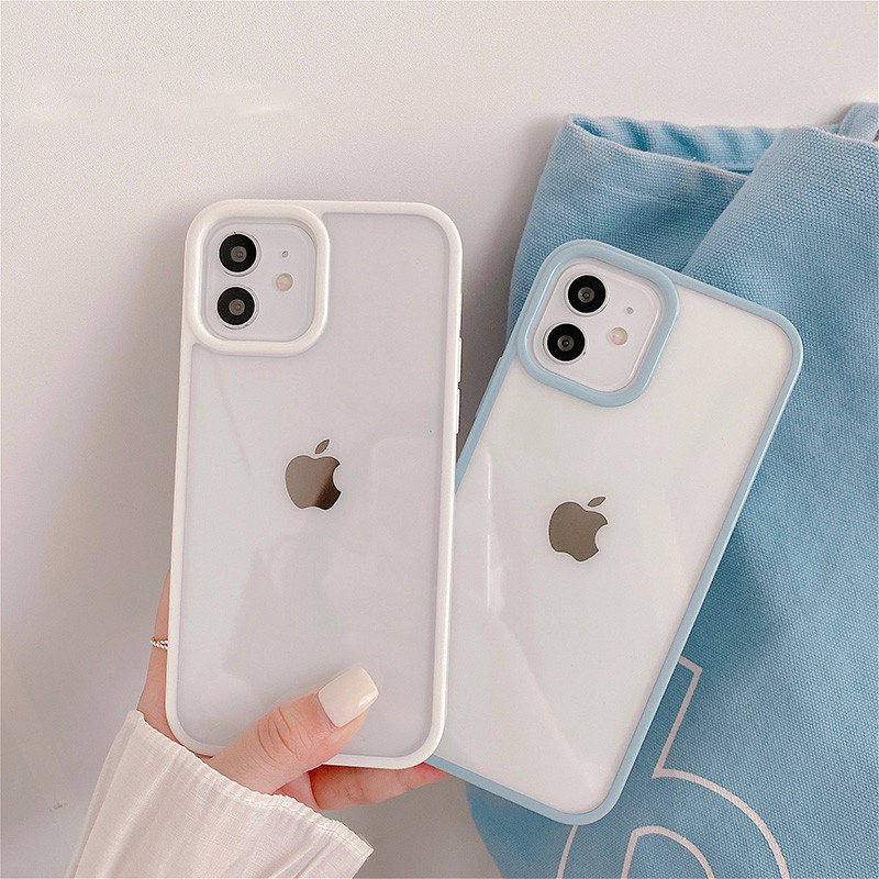 Shockproof Bumper Crystal Clear Phone Case for IPhone 13 Pro Max 12 11 Pro Max X Xs Max XR 8 7 Plus Candy Color Anti-slip Soft TPU Cover