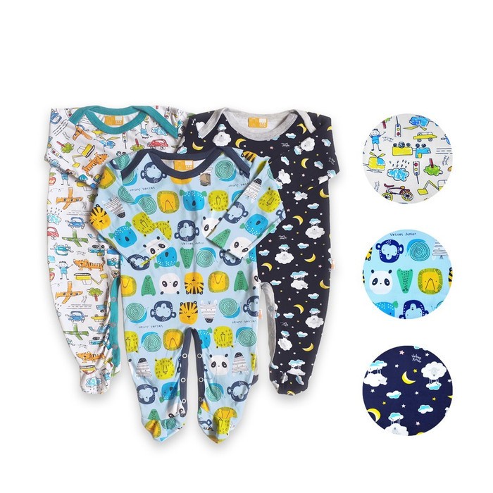 Velvet Junior Random Motif DreamWear Sleepsuit Baju Tidur Bayi - Boy