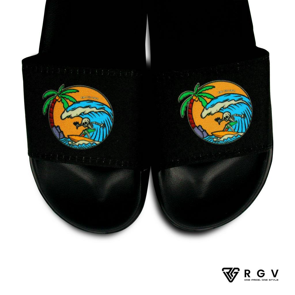 RGV - SANDAL PRIA DAN WANITA SLIDE SLIP ON SENDAL ANTI LICIN RINGAN SELOP THE WAVE ORANGE