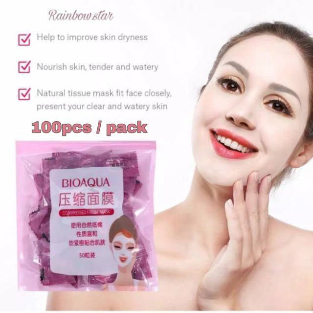 Bioaqua Diy Compressed Mask 100pcs Masker Wajah Masker Tisu Shopee Indonesia