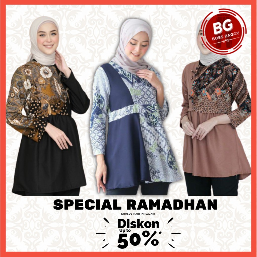 BAJU BATIK WANITA MODERN MONALISA GENES M,L,XL,XXL asli PEKALONGAN