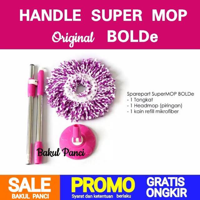 Harga Gila Bolde Handle Set Tongkat Kepala Kain Pel Super Mop Asli Gagang Komplit 1 Set Magic Mop Wonder Mop OoXE5Zu58MpkZ