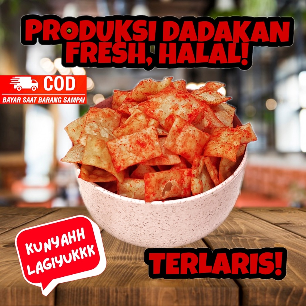 

Cemilan snack keripik pangsit banyak rasa