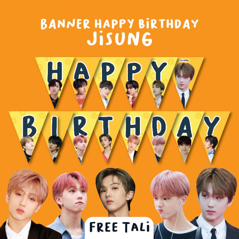 BANNER HAPPY BIRTHDAY JISUNG NCT DEKORASI ULANG TAHUN HIASAN ULTAH KPOP KOREA TUSUKAN KUE TOPPER CAK