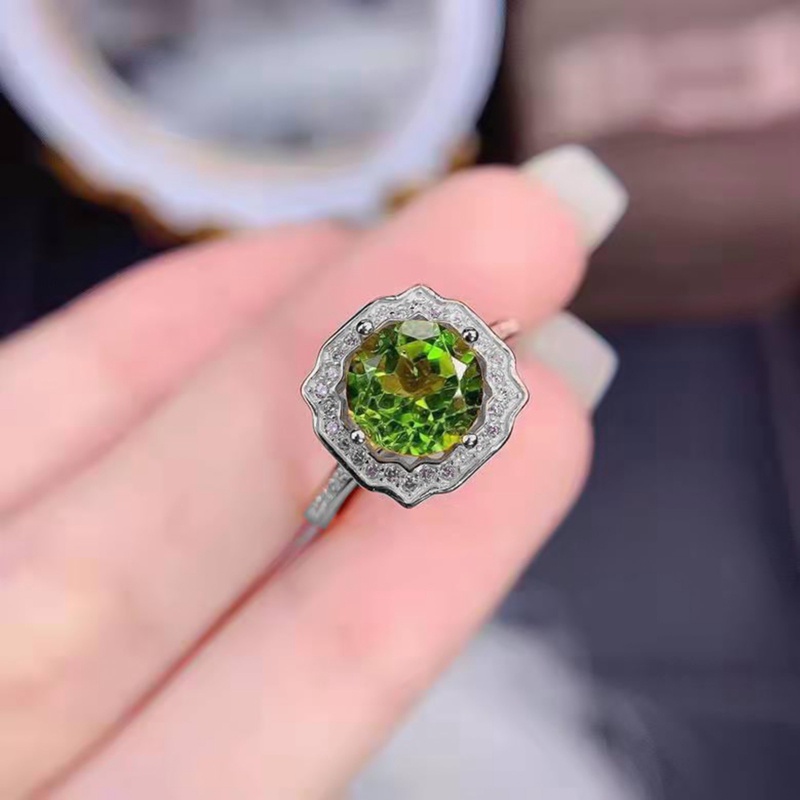 Cincin Wanita Desain Unik Hias Zircon AAA Bulat Warna Hijau Untuk Pernikahanpertunangan