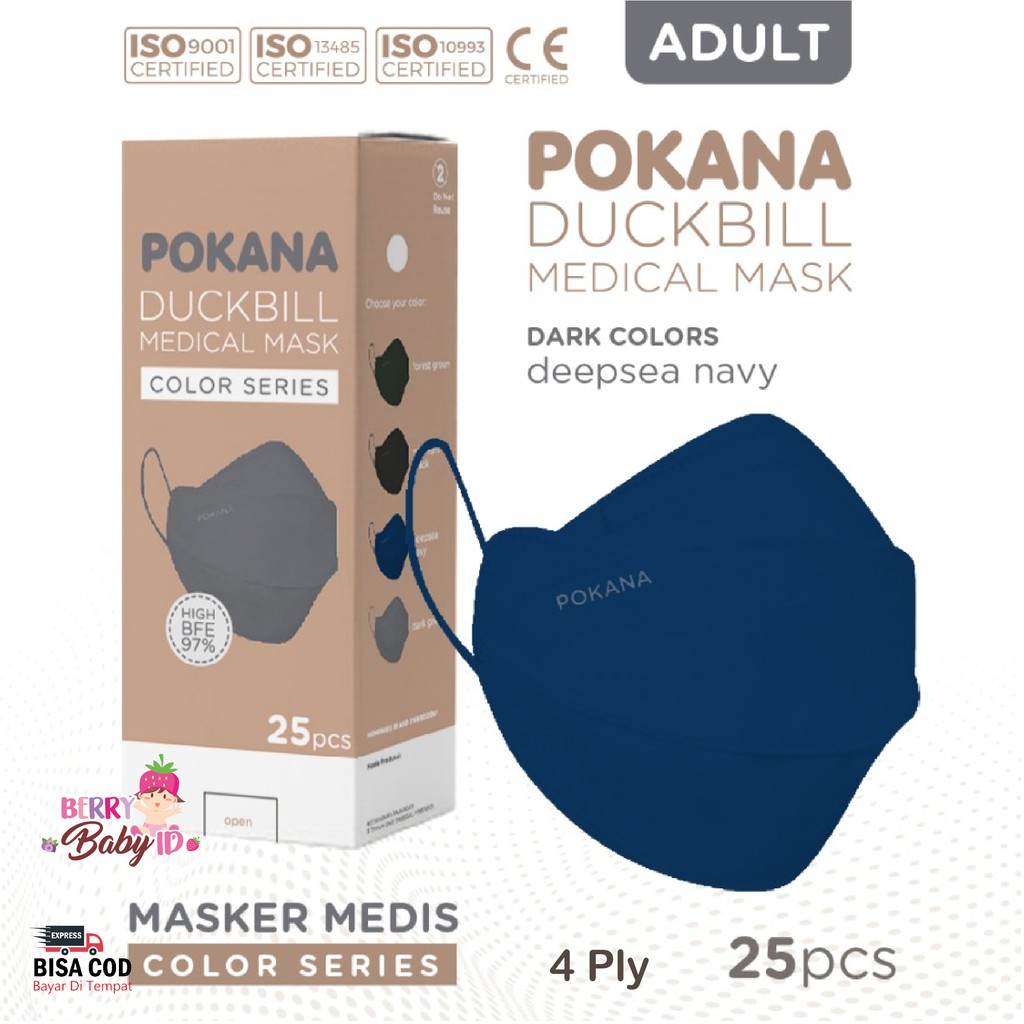 Pokana Adult Duckbill Medical Mask Color Series Masker Dewasa 25 Sheet Berry Mart