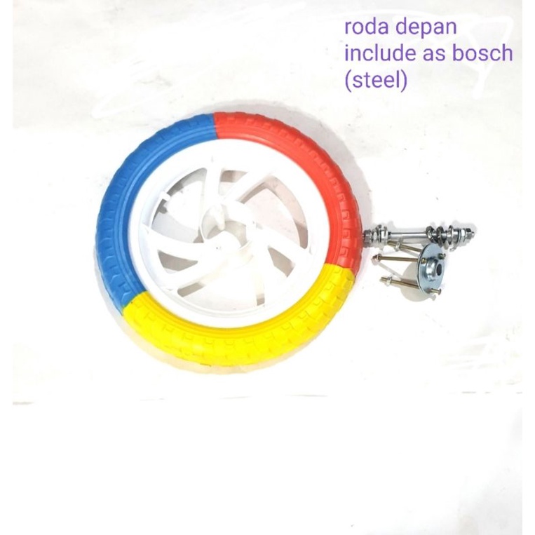 Ban busa / eva tire sepeda 12&quot; + as roda + bosch - Roda Depan atau Roda Belakang