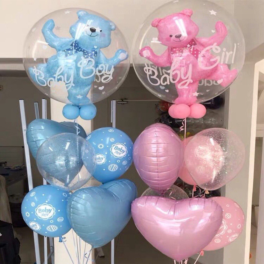 Rebuy Balon Transparan Motif Beruang Warna Biru / Pink Untuk Dekorasi Pesta Ulang Tahun / Baby Shower