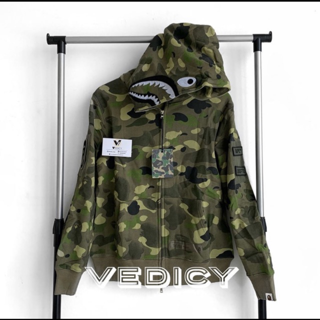 SALE HOODIE JAKET BAPE A BATHING APE SHARK UNDEFEATED GREEN CAMO DETACHABLE SUPER MIRROR 1:1 ORI