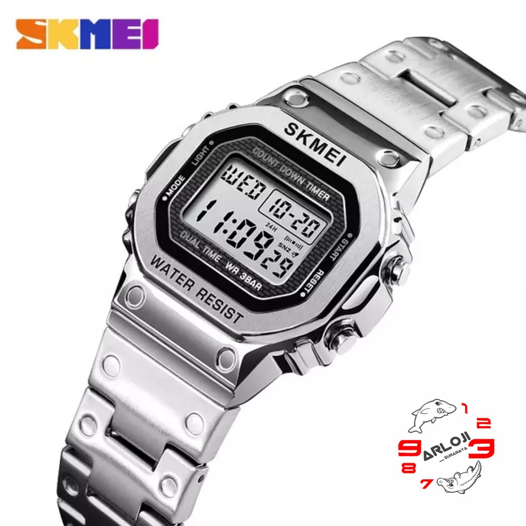 Arloji_Surabaya • Jam Tangan SKMEI 1433 Digital Original Rantai Stainlees Bisa Pria / Wanita