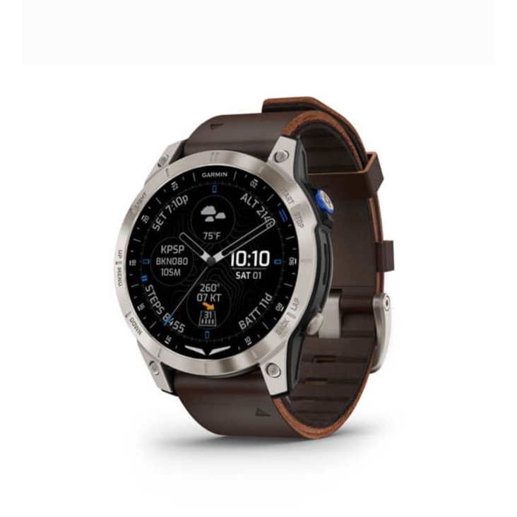 GARMIN D2 Mach 1 Aviator Smartwatch Oxford Brown Leather Band Garansi DMI