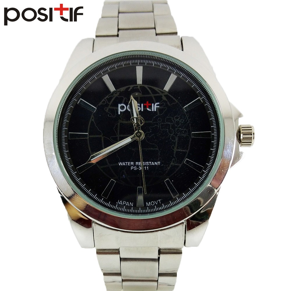 [✅ COD] Jam Tangan Analog Pria Merk POSITIF Volca PS-3611 Hitam Silver Original Impor Tahan Air 1 AT