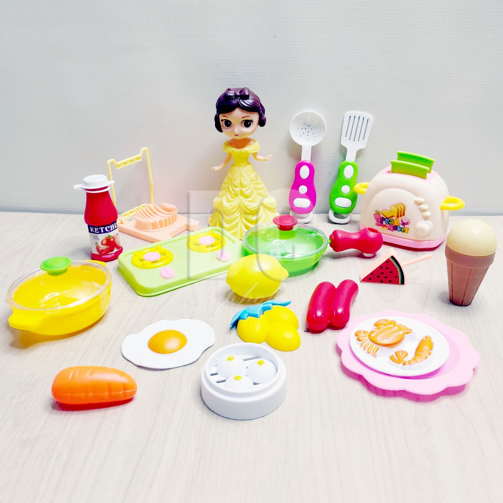 Princess Her Pet Mainan Boneka Frozen Masak-masakan Telur Ice Cream Sosis Lemon Sushi Keju Cake Tart