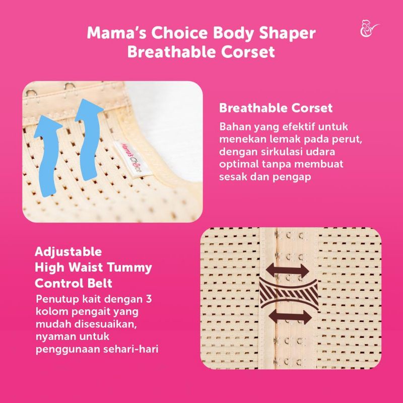 Mama's Choice Body Shaper Breathable Corset | Korset Pelangsing | Stagen Melahirkan Pengecil Perut