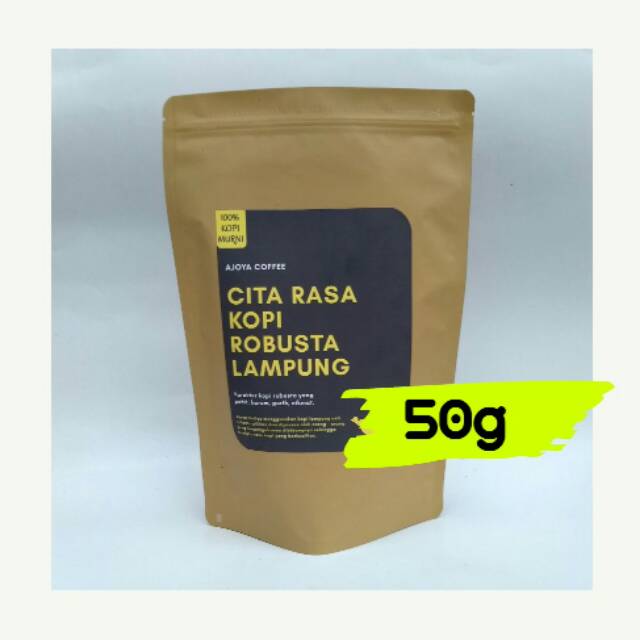 

Kopi Lampung Bubuk Robusta Ajoya Coffee Kemasan 50g