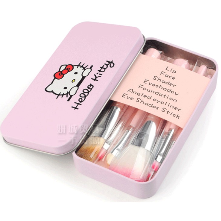 Kuas Make Up 7 in 1 Hello Kitty -- AC 313 -- Make Up Tools / kosmetik Brush - Alat kecantikan Kebersihan Wajah Wanita untuk bedak foundation bb cream eyeshadow eyeliner mata dan lip untuk lipstik