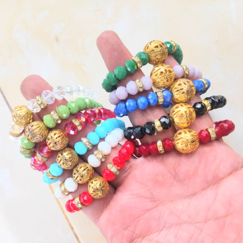 Gelang kristal doff variasil / Gelang kristal dewasa warna warni / Gelang kristal elastis