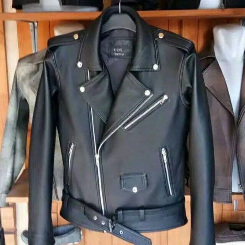 PREMIUM Jaket Kulit Asli Pria Elegant Brownie ARL 033 Silverstone RFLA Ariel ramones original