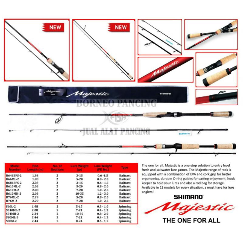 Joran, Stik BC SHIMANO MAJESTIC B610M-2 8-16 Lbs