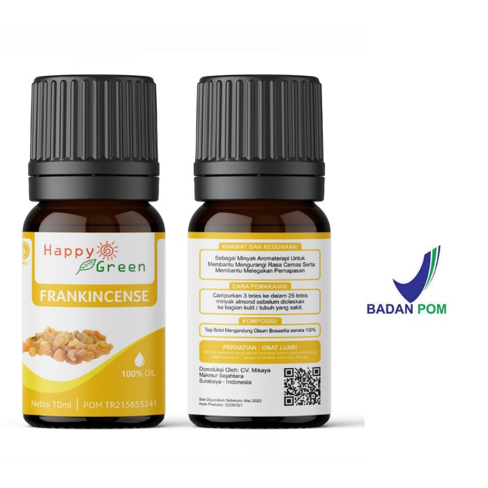 BPOM Happy Green Frankincense Essential oil - Minyak Kemenyan Arab Murni Pure Pasti Aman Digunakan