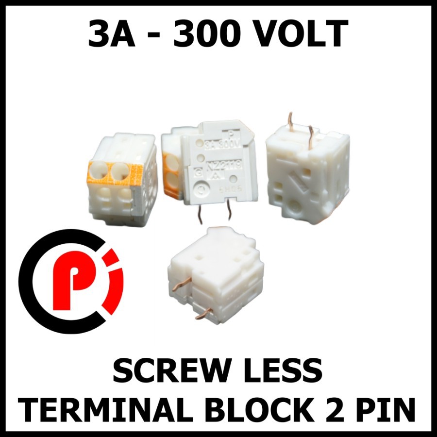 Terminal Block Screwless Tanpa Baut 3A 300V 2 Pin 2P