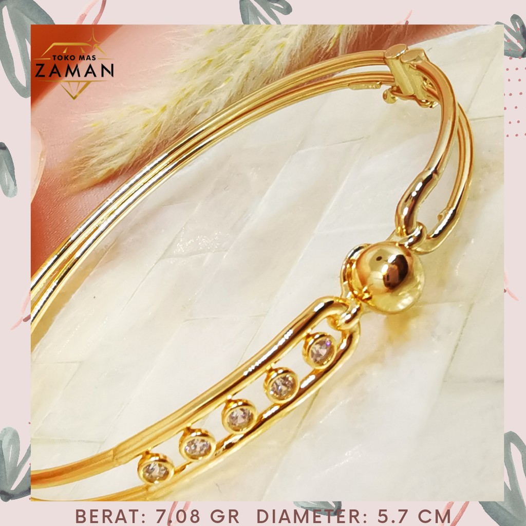 PERHIASAN GELANG BANGLE EMAS FASHION MOTIF BOLA BOLA 16K