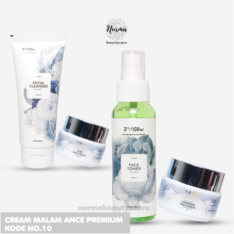 Jglow J glow Skincare Acne Krim Jerawat Perawatan Kecantikan Pemutih Wajah Glow Glowing BPOM Aman-Paket 4 Item Premium