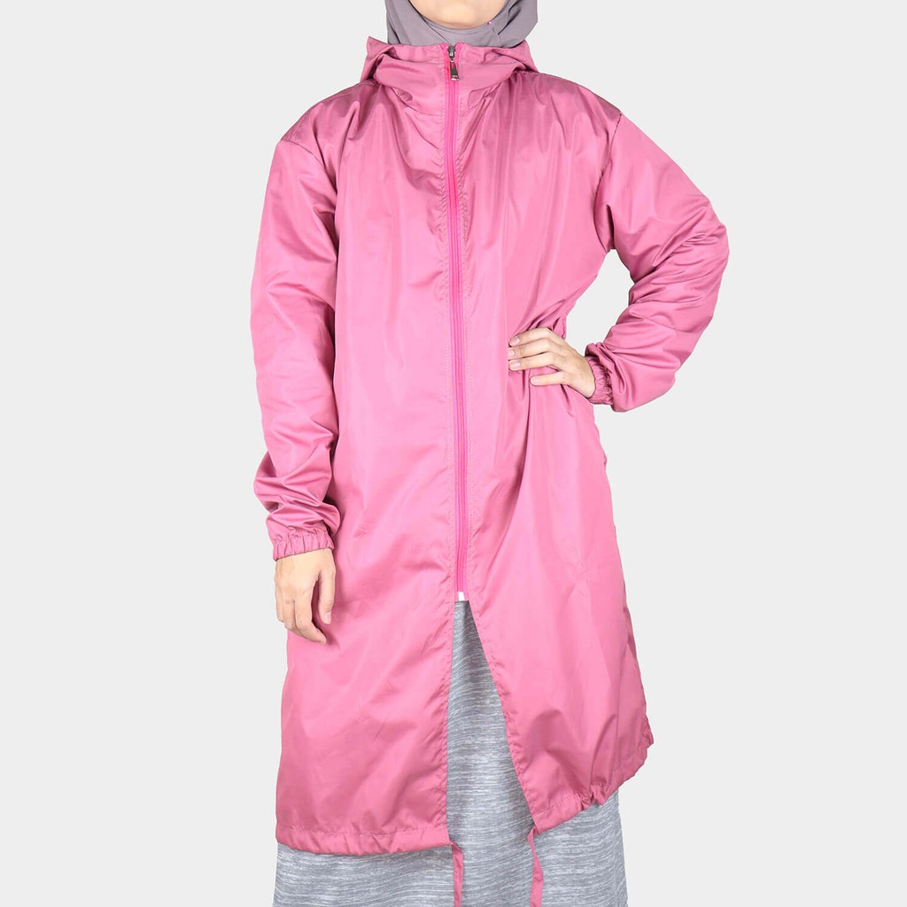 Sarfa - Long Jacket WaterProof - Parasut - Pink - Free Masker Kain 2 lapis