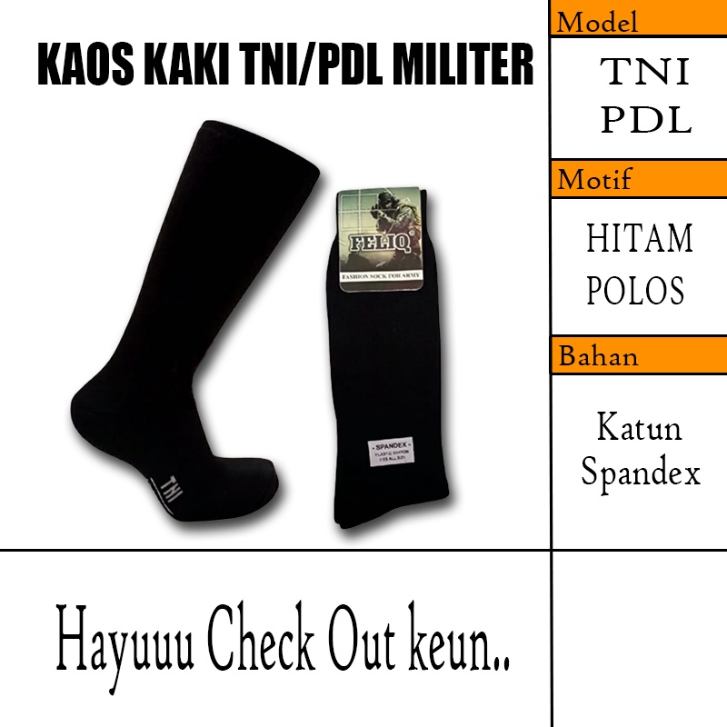 Kaos kaki Tebal TNI PDL Polos Hitam Panjang / Kaos kaki TNI Polri Militer / Kaos kaki tebal polos hi