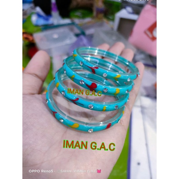 Gelang kaca akrilik anak dan tanggung/gelang india kaca