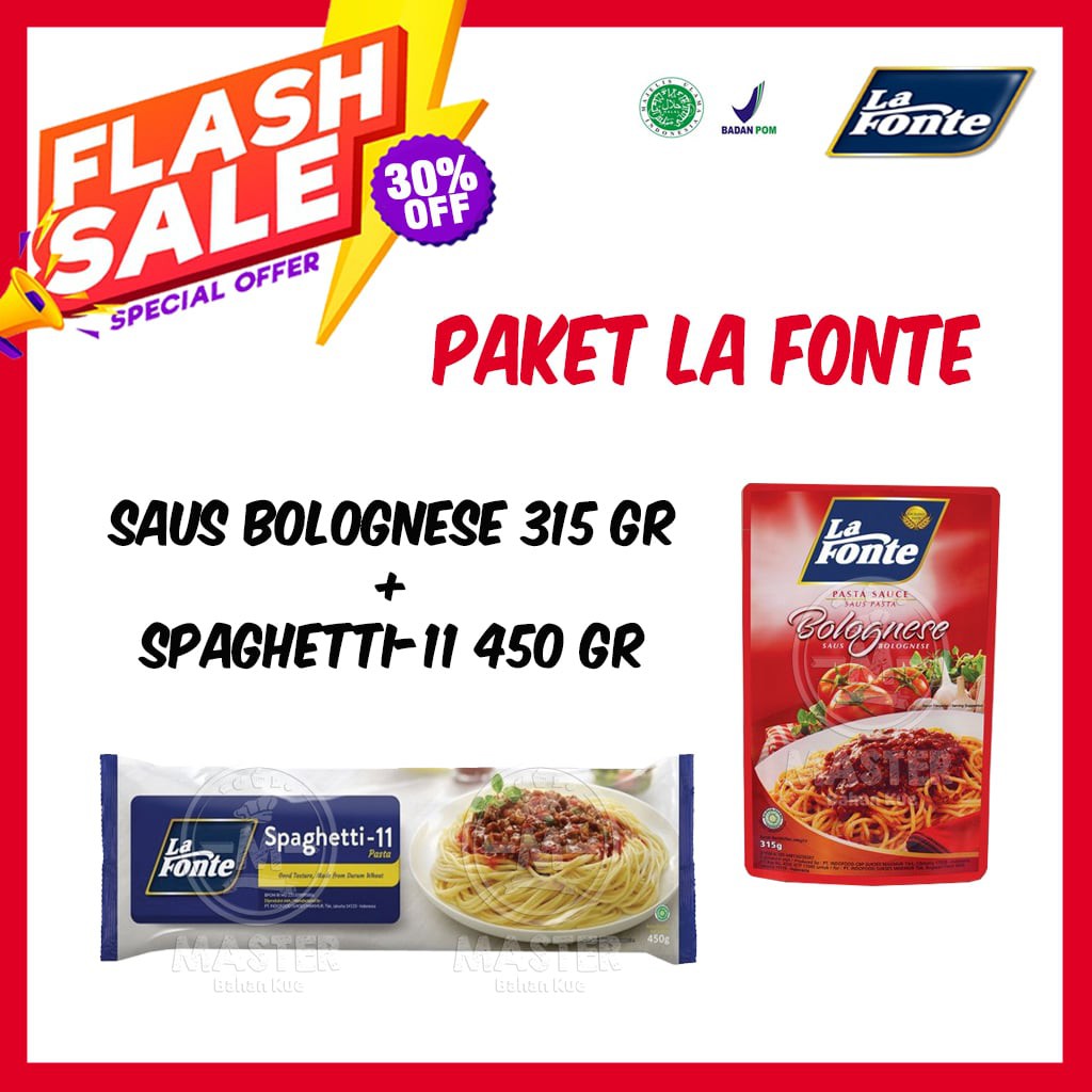 

Paket La Fonte Spaghetti 450gr + Saus Bolognese 315gr