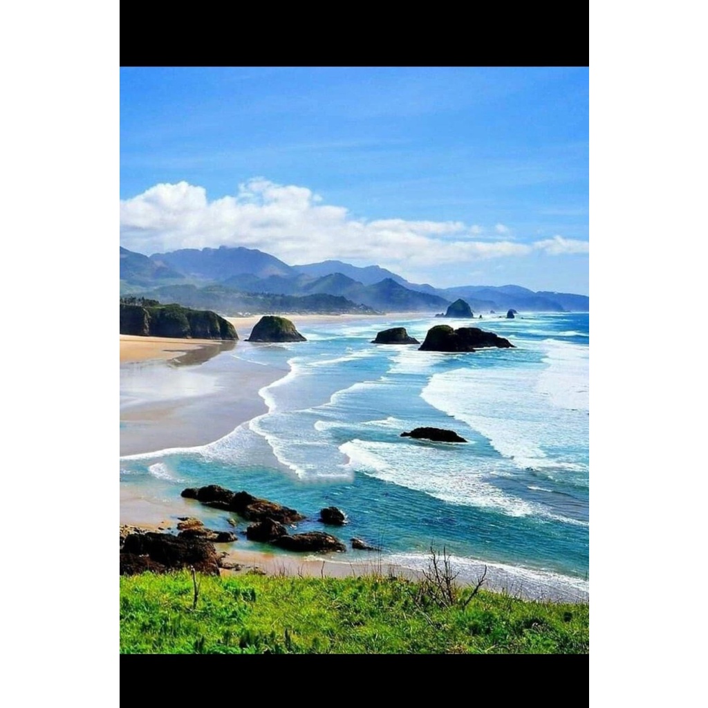 lukisan kanvas pemandangan pantai 130x90 cm RD b3 ed