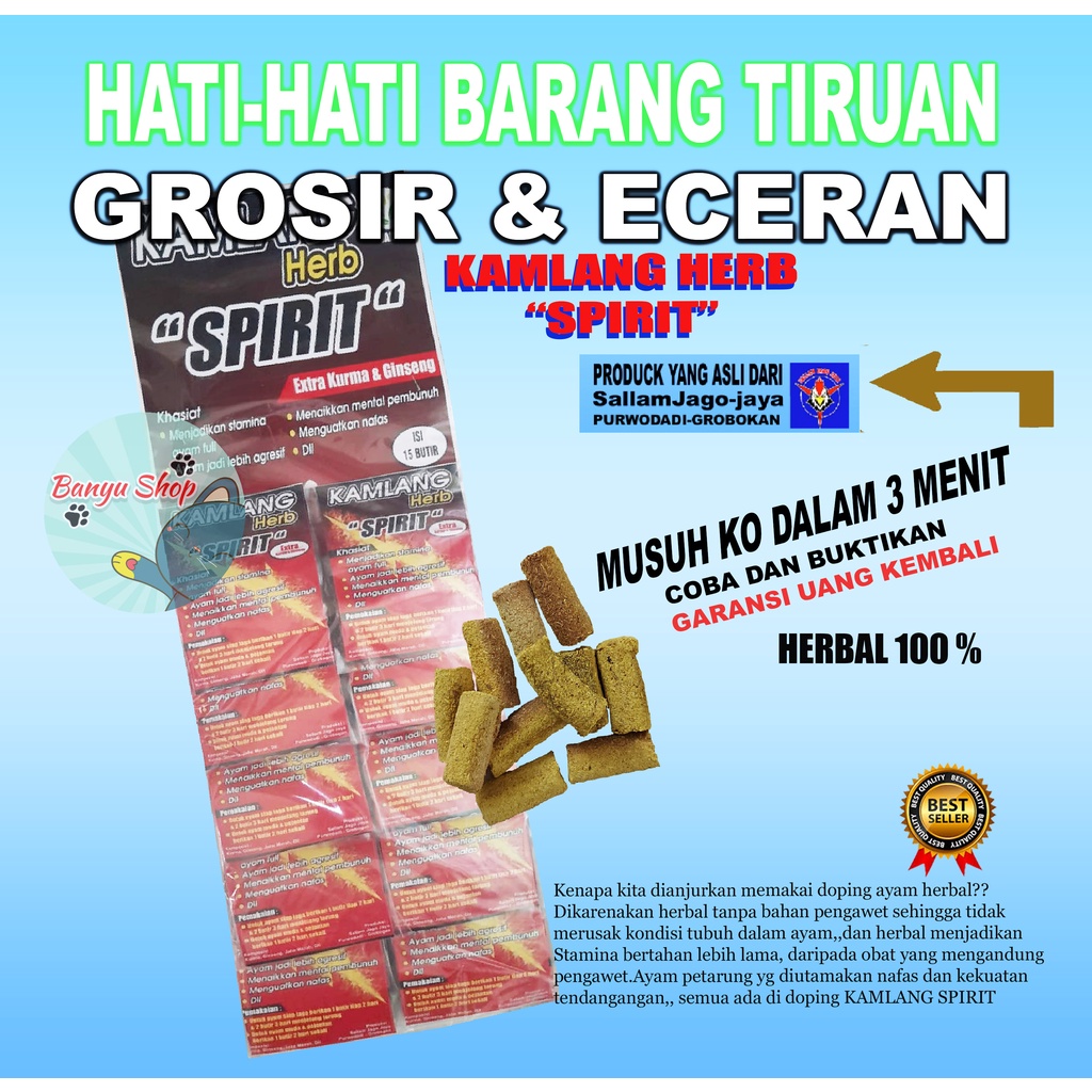 1 RENTENG ISI 10 SACET-Jamu Ayam KAMLANG HERB SPIRIT Extra Kurma ,Ginseng ,Jahe Merah HERBAL-DOPING AYAM-JAMU AYAM ADUAN